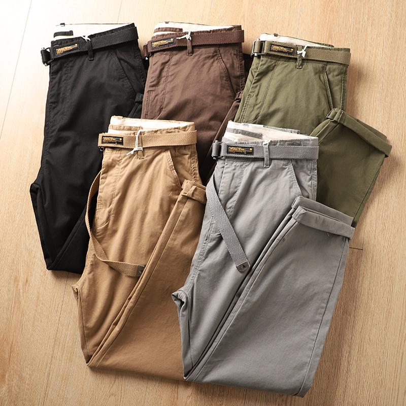 【急速出荷】綿パン チノパンツ メンズ おしゃれ ベルト付き カジュアルパンツ ワーク ストリート系 きれいめ 美脚 ボトムズ ズボン