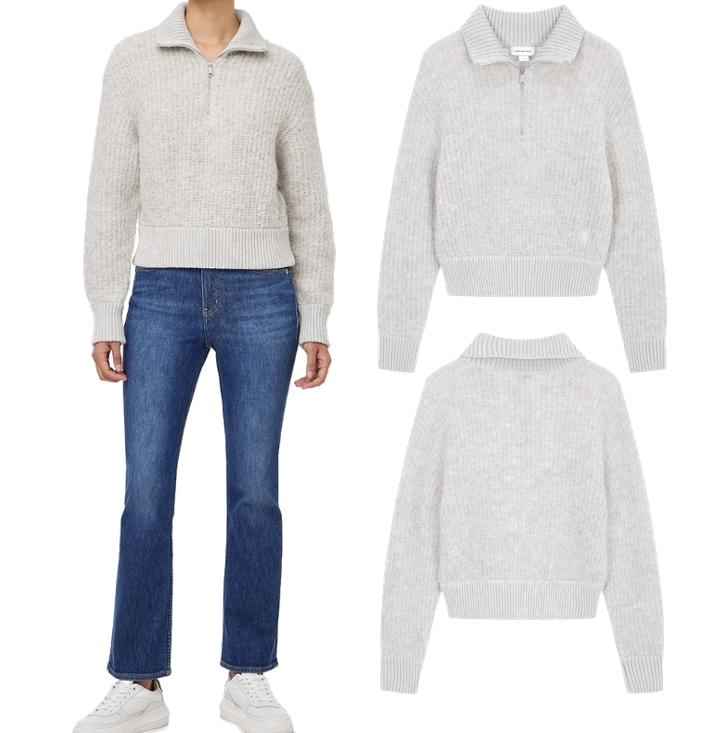 Crop Half-zip Wool Knit Sweater (J224565)ニット