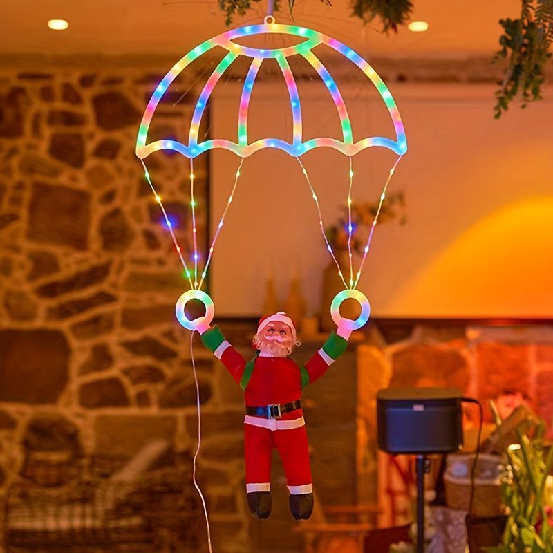 イルミネーション パラシュート サンタ クリスマス飾り USB電源 室内用 8パターン点灯 かわいい おしゃれ led モチーフ 傘 サンタクロース 電飾 クリスマスライト ウォールライト 飾り付け