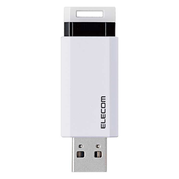 USBメモリ 128GB USB3.1(Gen1)対応 ノック式 ストラップホール付 ホワイト