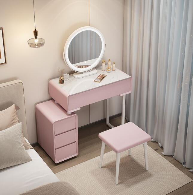多機能ドレッサーテーブル　岩板テーブルベッドルーム モダン ミニ 小さな家 岩板 ドレッサー ナイトテーブル テーブル＋ミラー＋キャビネット