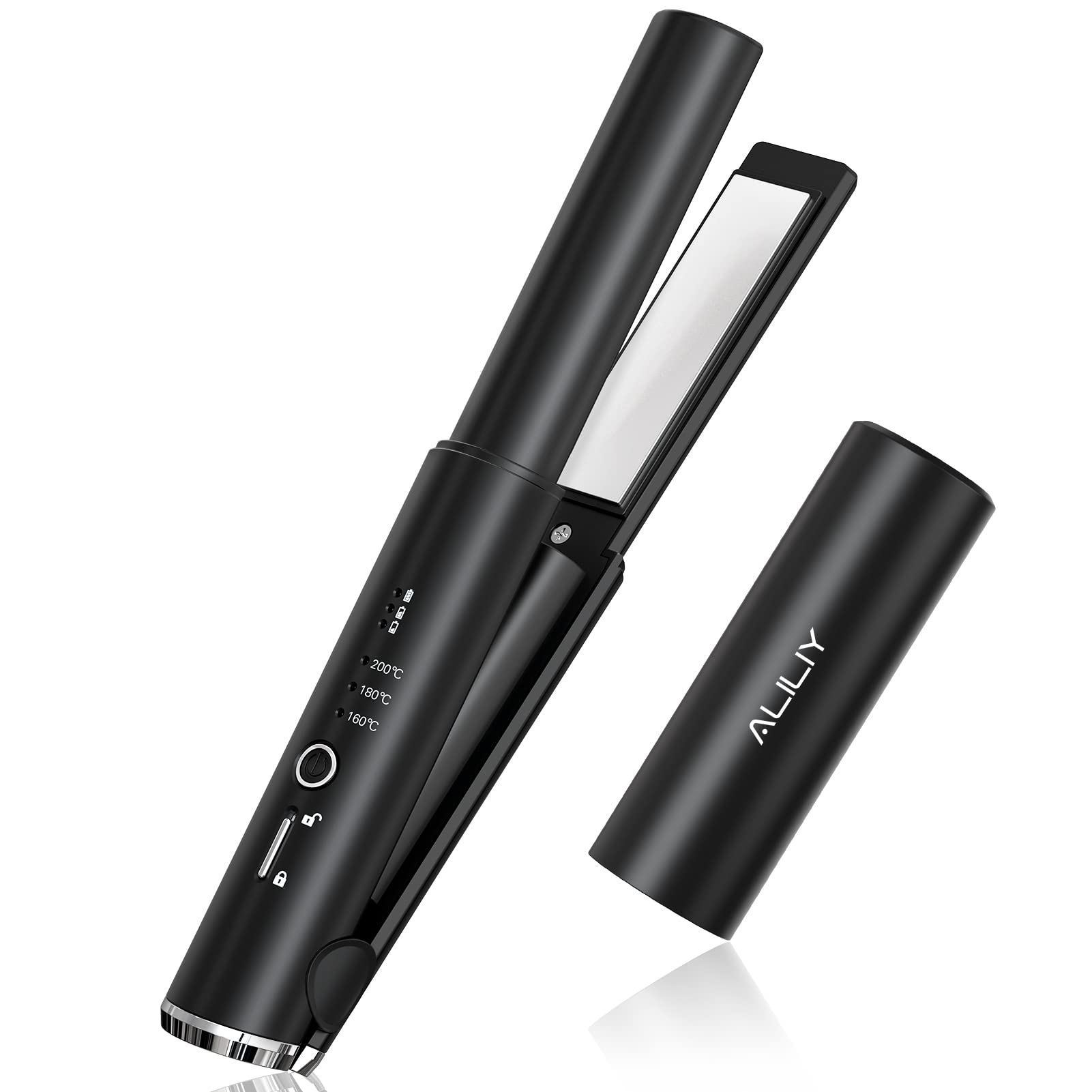 ヘアアイロン コードレス ストレートアイロン ミニ 小型 持ち運び 両用 USB充電式 ヘアアイロン 2way カール 前髪用ヘアアイロン 誤起動防止ロック 160/180/200度設定可能 男女兼用