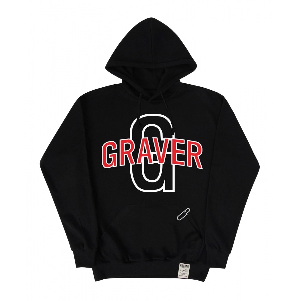 GRAVER [ODNR-UNISEX] Gアーチビッグロゴフードティー_ブラック