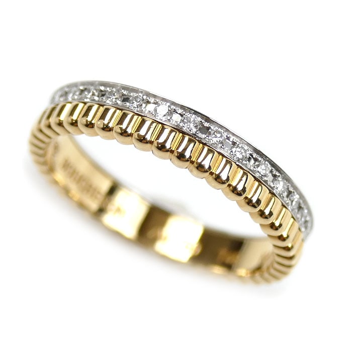 Boucheron ブシュロン K18YG/K18WG キャトル ラディアント ハーフ フルパヴェ リング・指輪 JAL00134 9号 49 3.1g レディース 中古 美品