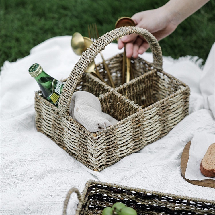 韓版ファッション 籐 フルーツバスケット ハンドル ピクニックバスケット 収納バスケット 大人気