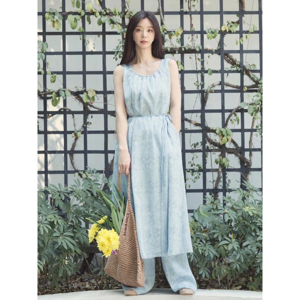 SISLEY ジャカードチンシャーリングボリュームドレス BL