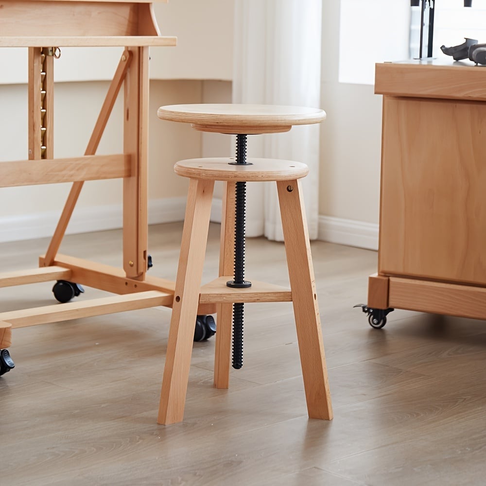 木製スツール ダイニングチェア 高さ調節 回転スツール 椅子 イス 回転椅子 ブナ材 ナチュラル シンプル モダン 北欧 おしゃれ かわいい