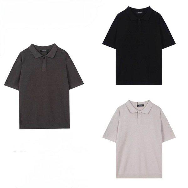 男性用ベーシックオープンカラー半袖ニット_US