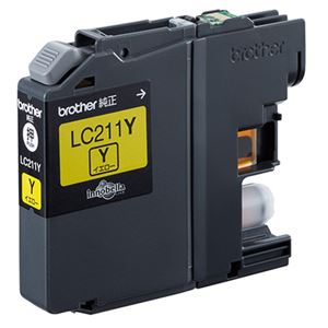 （まとめ） ブラザー BROTHER インクカートリッジ イエロー LC211Y 1個 (×4セット)