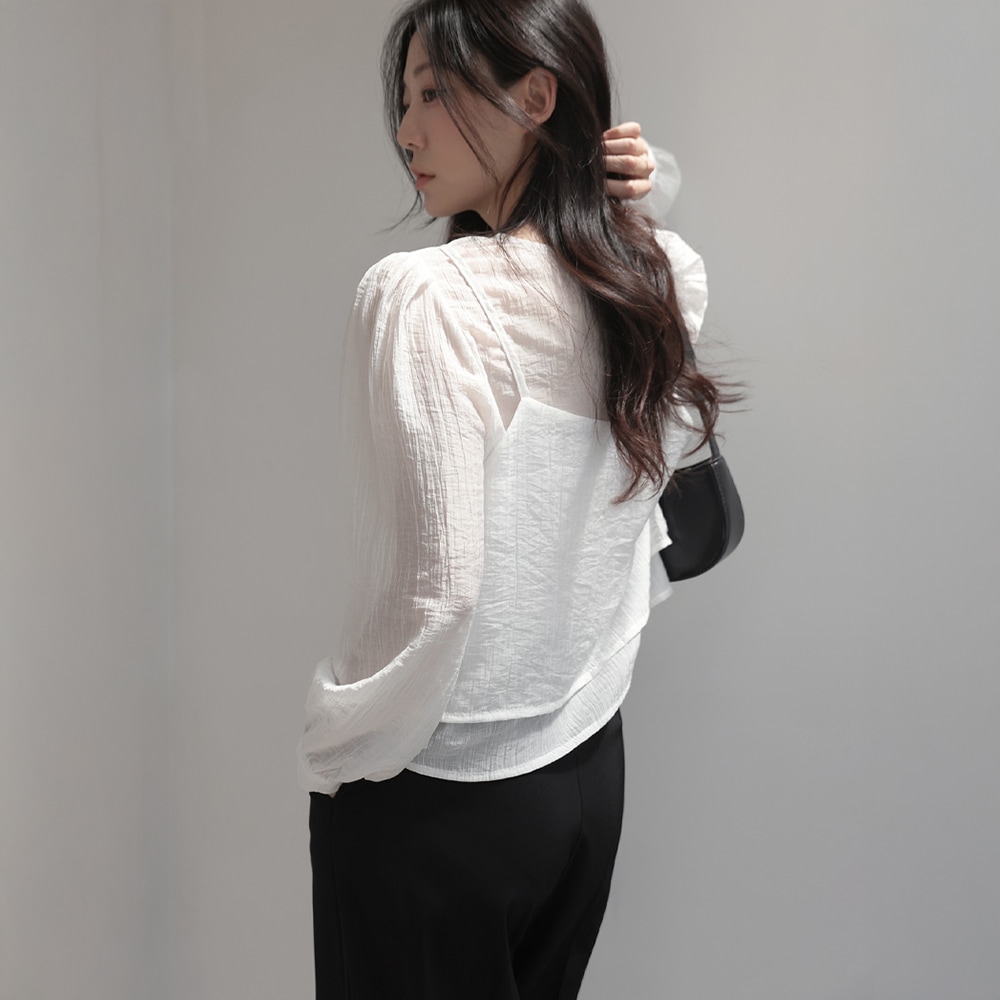 ロエタリンクルビスティエセットブラウス - 2タイプ