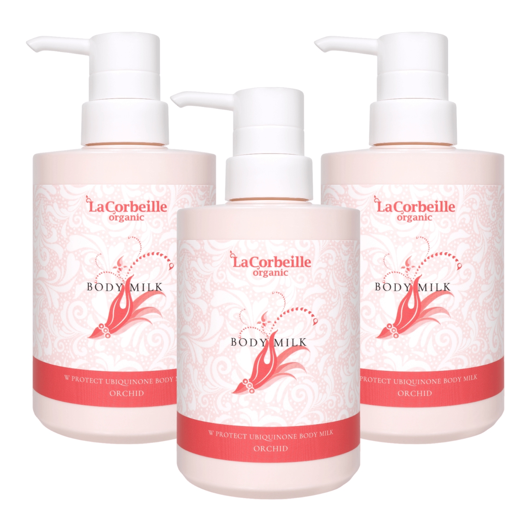 【リニューアル】ラ コルベイユ ボディミルク オーガニック Wプロテクト ユビキノン オーキッドの香り 400ml 公式 3個セット