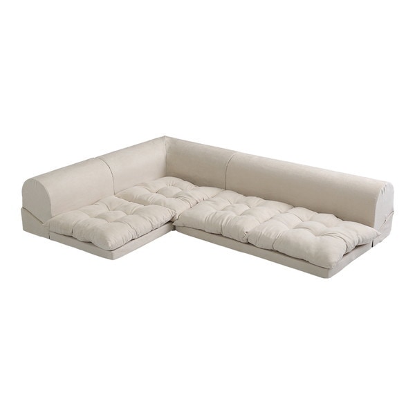 ホームテイスト SH-07-LCRSET 3人掛けフロアコーナーソファ 2セット Lycoris-リコリス- フロアソファ コーナーソファ 分割ソファ 一人掛け 二人掛け ホワイト メーカー直送 28,990円