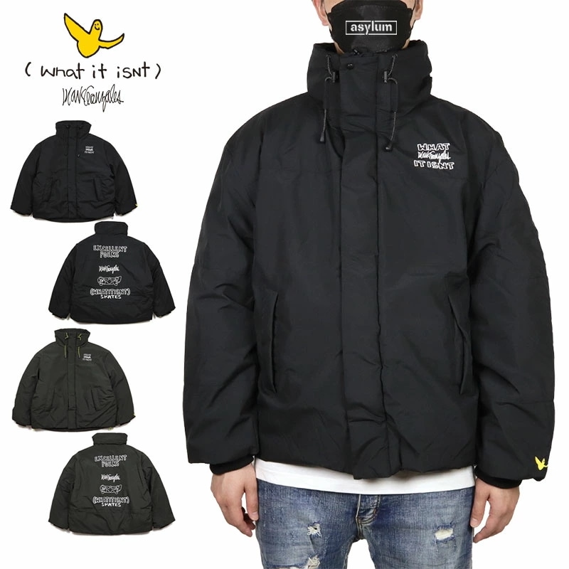 マークゴンザレス 中綿ジャケット (What it isNt)MARK GONZALES アウター スタンドカラー メンズ レディース ブランド 大きいサイズ おしゃれ 黒