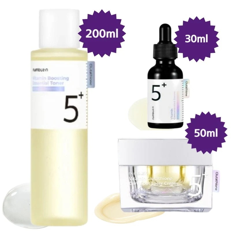 【正規品/5番白玉点滴 3種セット】白玉痕跡グルタチオンCトナー 200ml+美容液 30ml+レーザークリーム 50ml/高濃縮ビタ水液/ 鎮静/ ブライトニング/韓国コスメメ