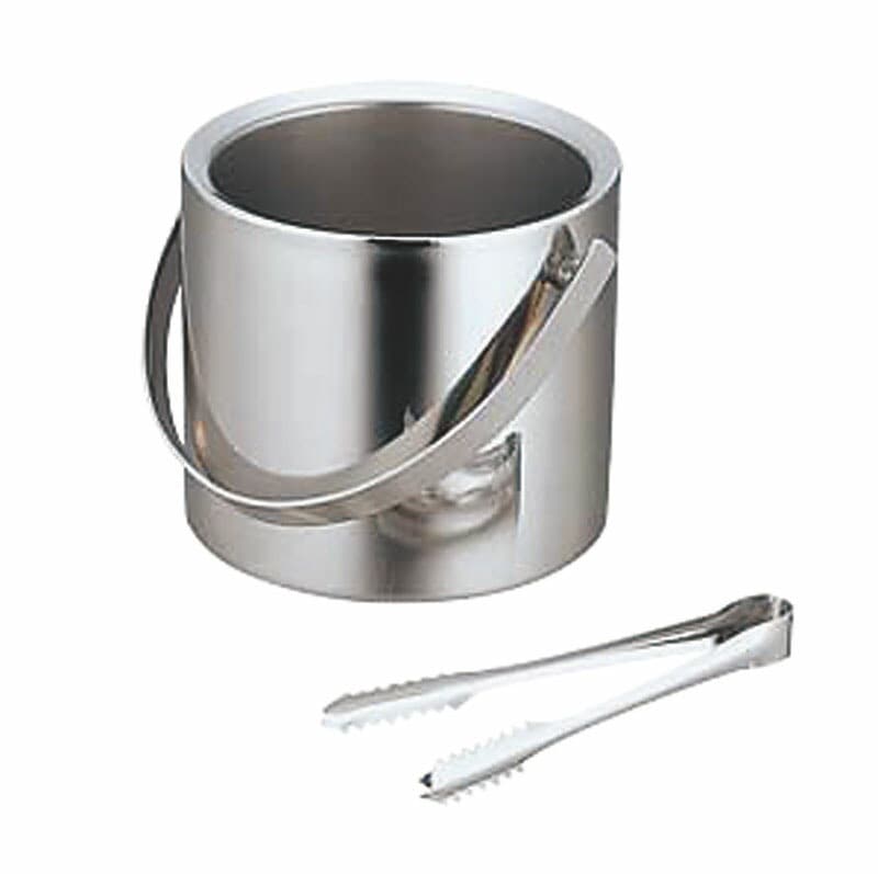 スリーアロー 18-8二重アイスペール（トング付）