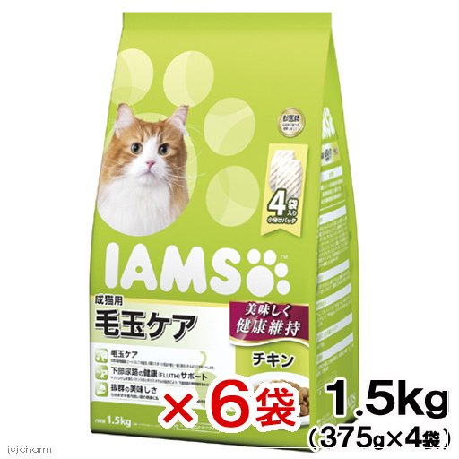 キャットフード　成猫用　毛玉ケア　チキン　１．５ｋｇX６袋　ＣＲＣ35―07―60―02―08