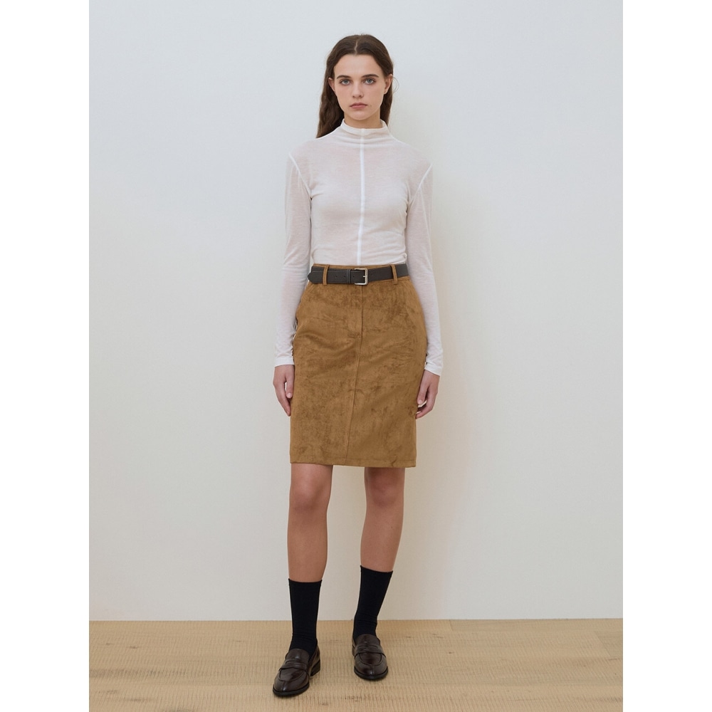 A.T. コーナースエードハイラインスカートキャメル (AESK4C408CM)