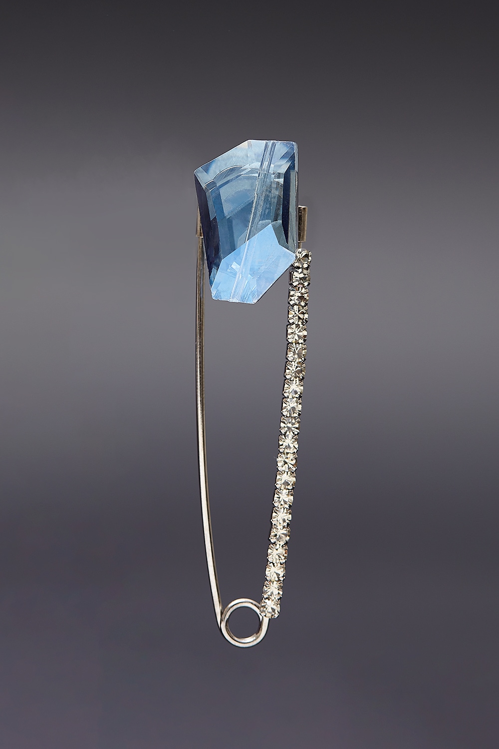 [HAZINA] Blue Crystal Safety Pin Brooch