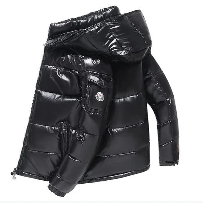 24新作男性用光沢のあるショートダウンジャケット洗濯不要のカップル同じトレンドのダウンジャケット厚手のコットンジャケットメガ割