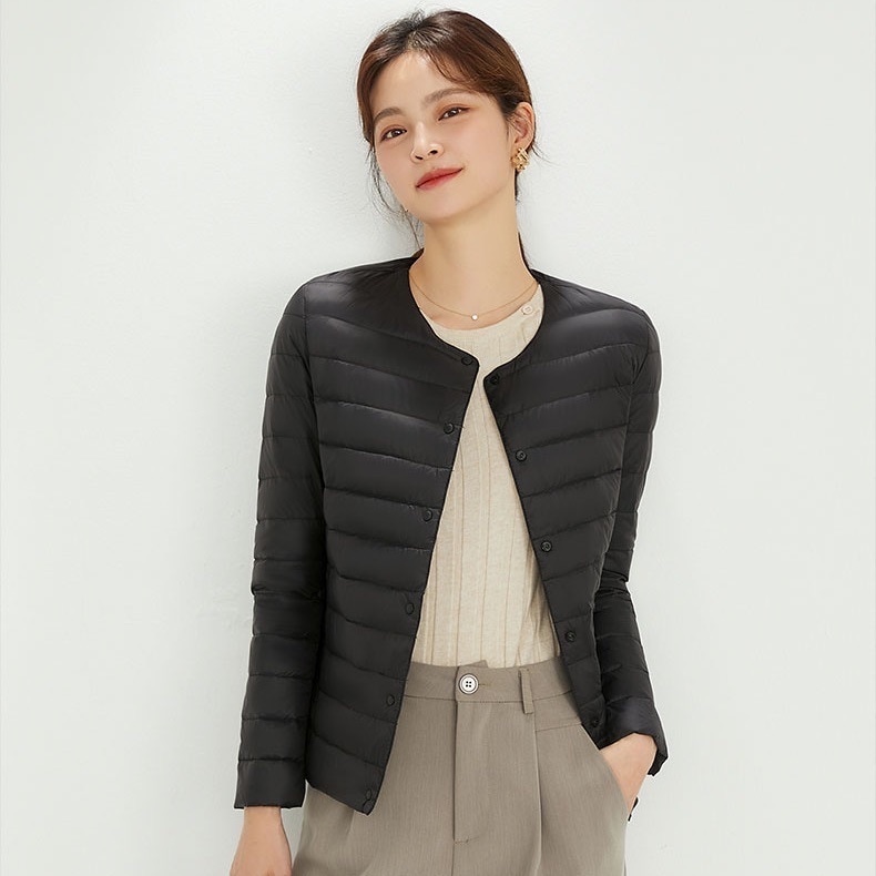 ダウン インナー アウター 上着 長袖 ラウンドネック ストレート 薄手 かわいい 可愛い きれいめ シンプル カジュアル 上品 おしゃれ お洒落 可愛い 女子 ラフ メンズライク