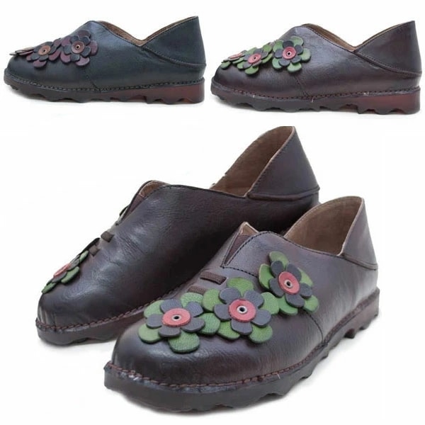 アウトレット estacion エスタシオン FD 3368-8a 本革 レディース パンプス レザー やわらかい 歩きやすい 花 シンプル クッションインソール 単色 ブラック ブラウン /MR