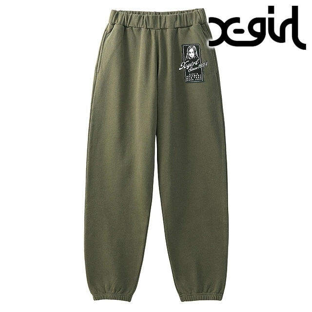 フェイスボックスパッチ スウェットパンツ [105253031010] レディース xgirl ボトムス ロングパンツ 長ズボン OLIVE 正規取扱店