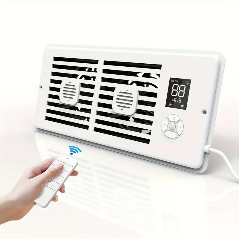 スマート静音エアディフューザー パイプブースター付き - 10段階風量調整スマート温度制御アロマ/ファン/ヒーティング3モード＆60分タイマー簡単設置 USプラグ冷暖房用 静かで