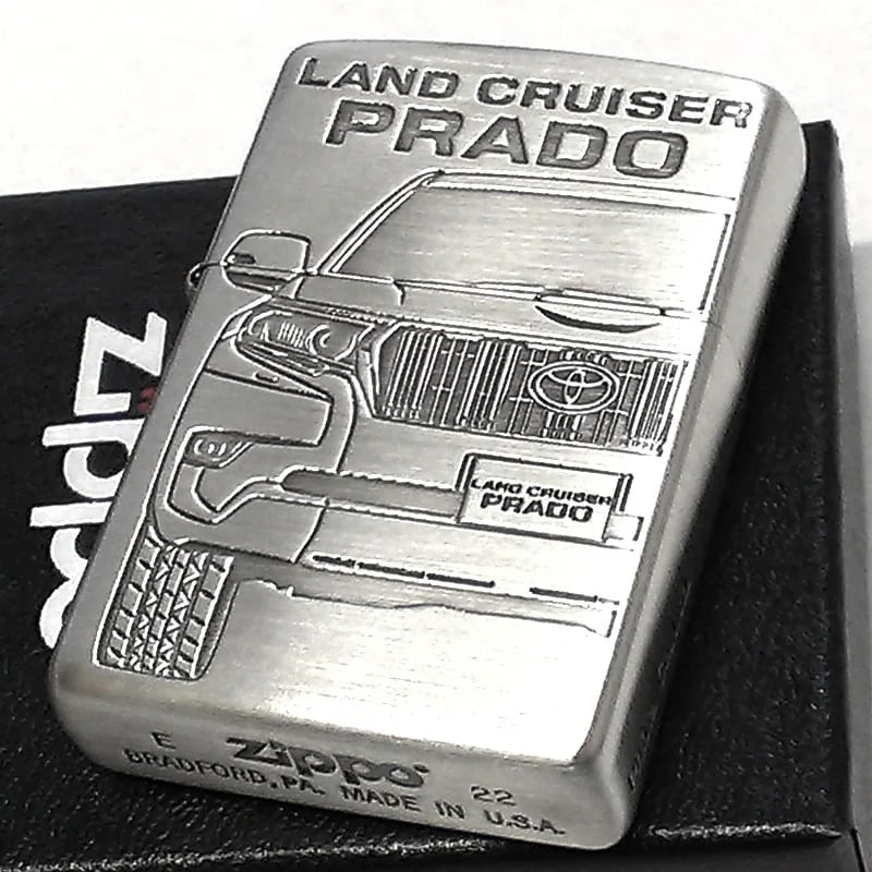 ZIPPO ライター トヨタ ランドクルーザー プラド ジッポ TOYOTA 全面監修 ランクル LAND CRUISER PRADO 車 かっこいい シルバー 両面加工 彫刻 おしゃれ メンズ ギフ