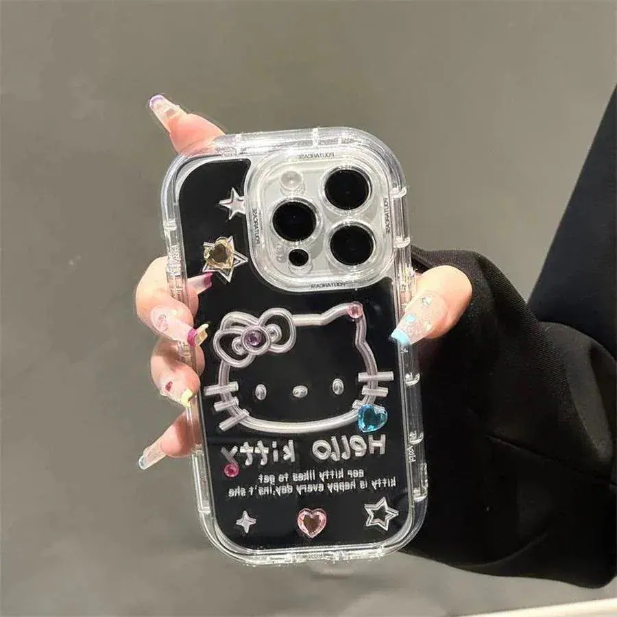 【2個買うと1個無料】携帯ケースiphoneケースかわいい鏡 キティー ちゃんiphoneケース耐衝撃 キラキラ スマホケース キラキラ iPhone12iphone13pro iphone14 pr