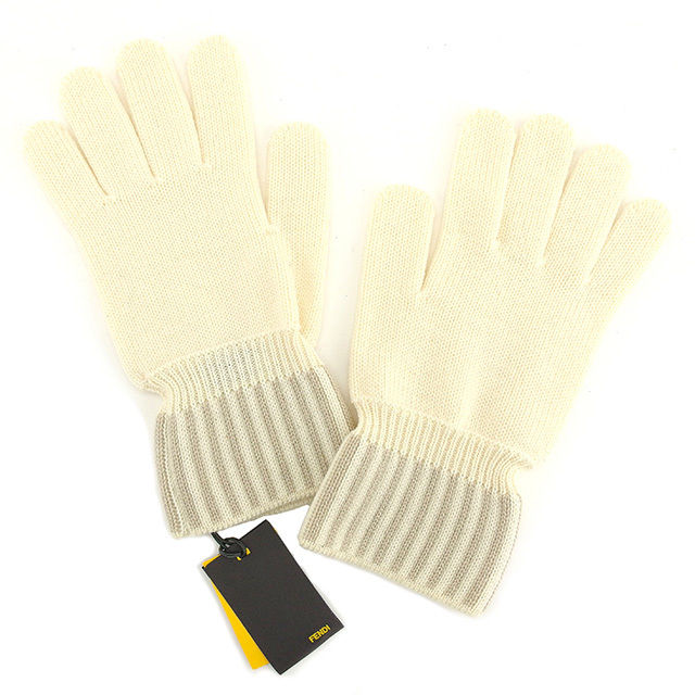 手袋 グローブ ニット アイボリー ベージュ 中古