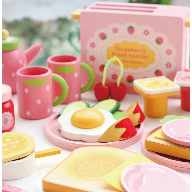 おままごとセット 木製 モーニングトースター 野いちご マザーガーデン ままごと セット 木 おもちゃ トースター 朝食セット 食育 知育玩具 木のおままごと 4歳 3歳 2歳 女の子 誕生日