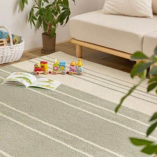 【メーカー直送品】萩原 綿混タフトラグ モーリム 約185×240cm グリーン