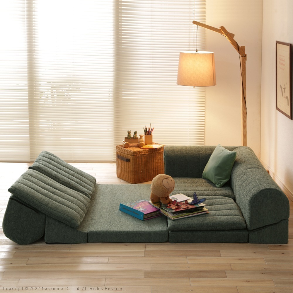 座椅子 3人掛け ソファーベッド おしゃれ 肘掛 コンパクト フロアチェア カウチ 3点セット 低反発 日本製