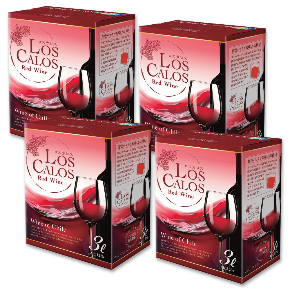 ロスカロス レッド チリ産 箱ワイン 4個セット 3L 赤 ミディアムボディ / 大容量 業務用 コスパ 5,825円
