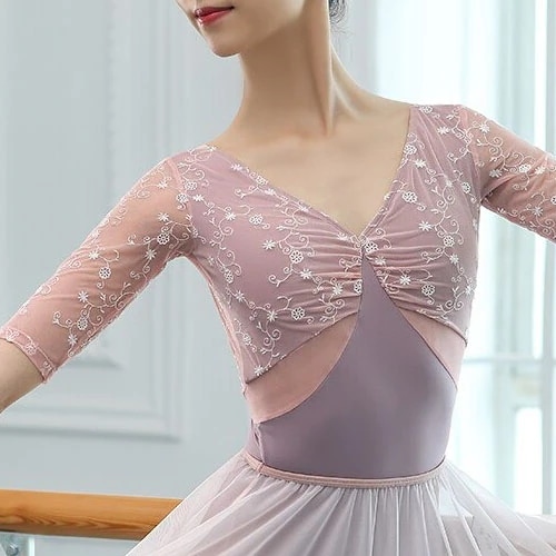 女性ダンスレオタード 大人レースバレエレオタード 体操レオタード ダンス バレリーナおどり 舞踊