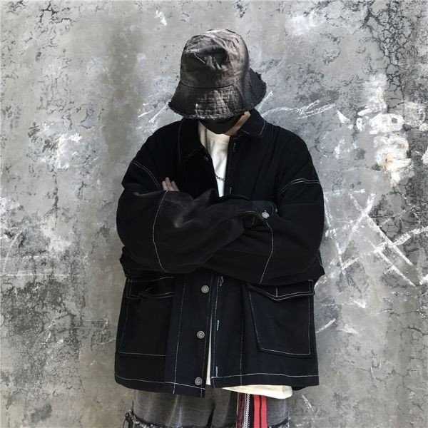 ジャケット 長袖 アウター ビッグシルエット ブラック グレー レディース ファッション