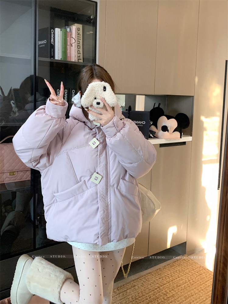 ふっくら中綿 あたたかい 冬 防寒あったか暖かいかわいい ブルゾン厚手アウターBF風スタンドハイネック無地羽織る ファッション系大人ゆったりカジュアルストリート にサイズ丈シルエット秋レディース黑白