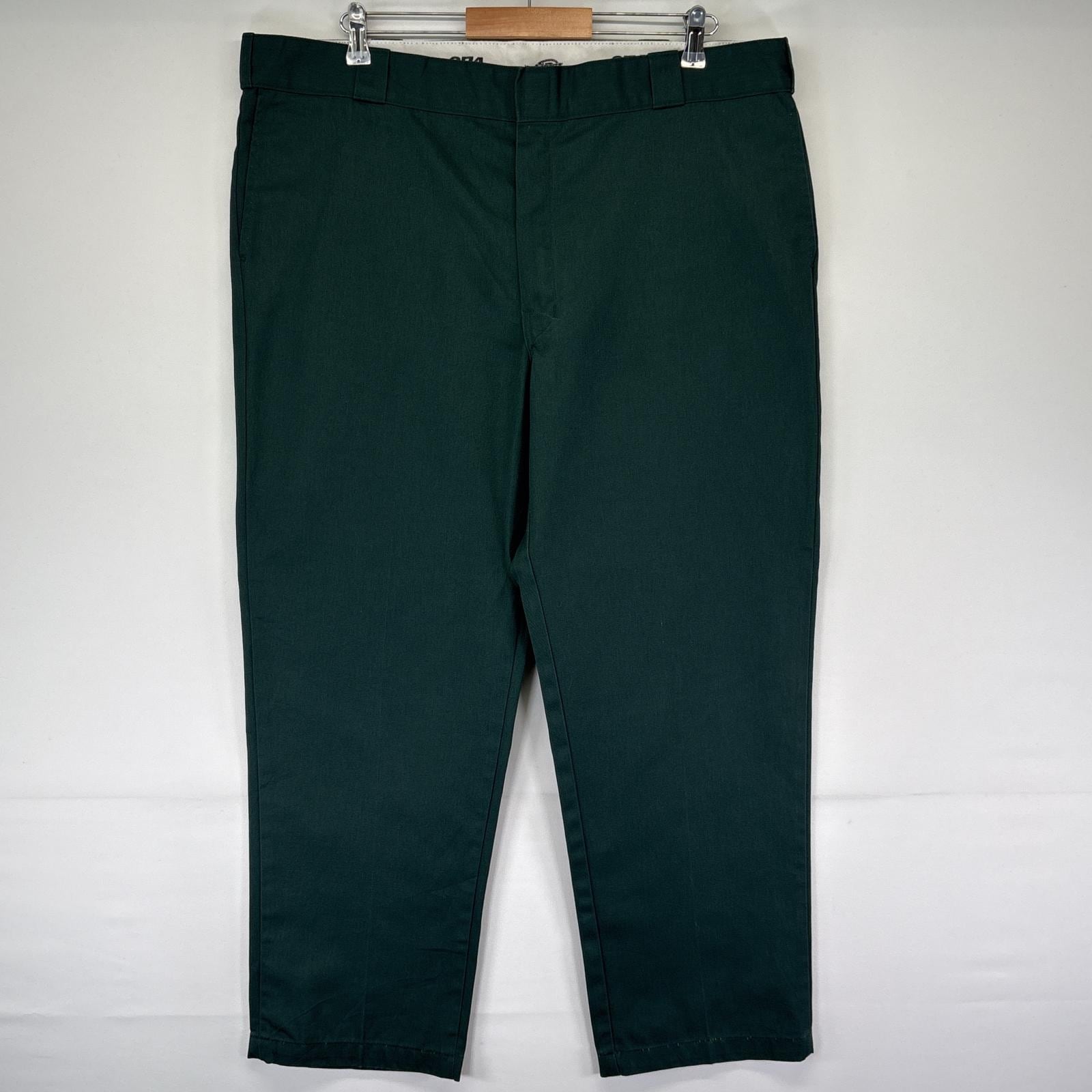 古着 ワークパンツ 874 ワンポイントロゴ 長ズボン チノパン 大きいサイズ ジップフライ w42 L30 グリーン系 メンズ