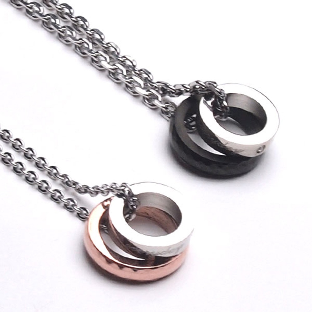 316L サージカルステンレス ネックレス 多面＆メッセージリング ペア316Lステンレス ペンダン