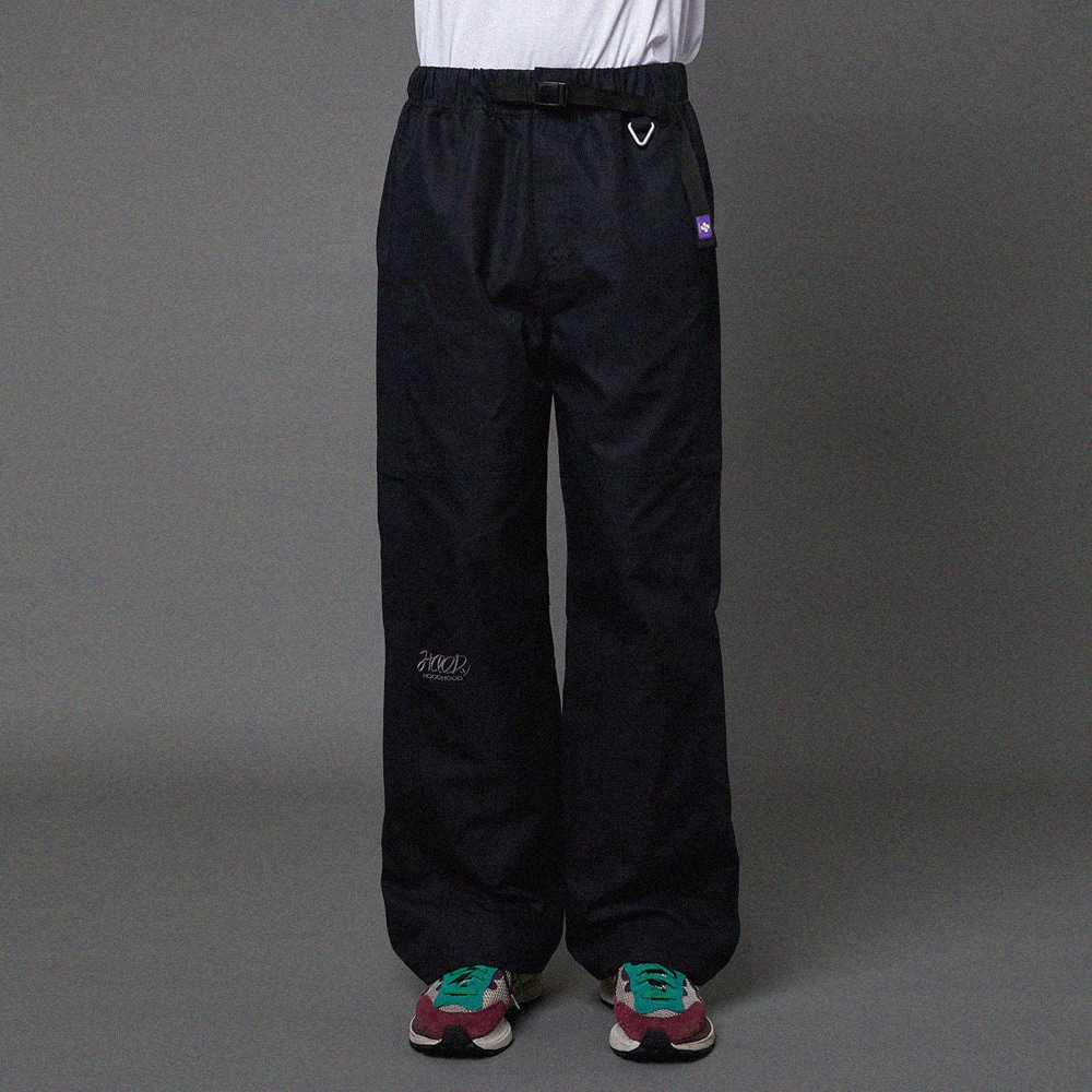 Section cotton cargo banding pants BLACK