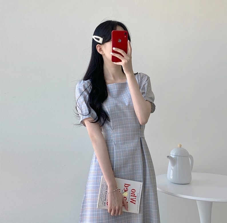 2色 レトロ風 ワンピース 半袖 春夏 きれいめ フォーマル aライン aライン Aライン フレア 膝下 ミモレ ミモレ丈 ロング ロング丈 7分丈 ミディアム丈 ミドル丈 レギュラー丈 五分袖 ボリ