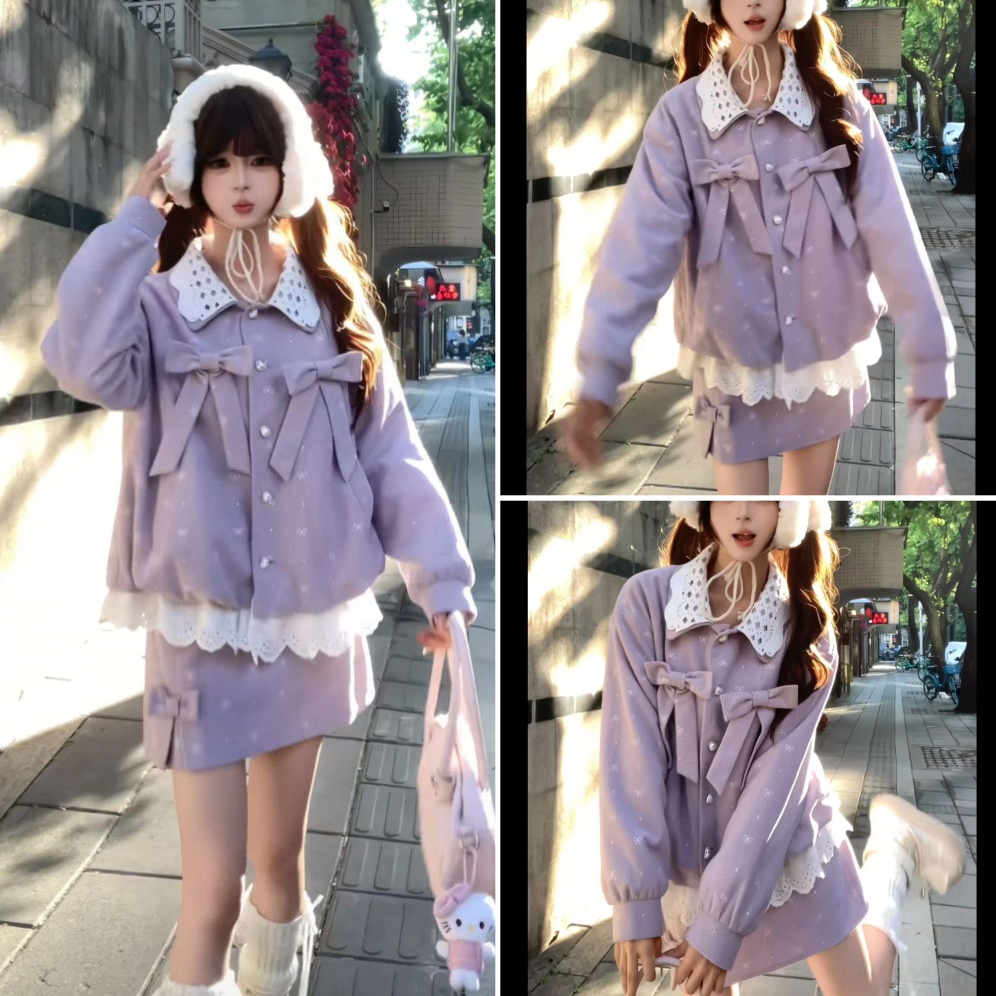 緩やか リボンカーディガン＋着やせスカート スーツスカート 2つのセット 4,301円