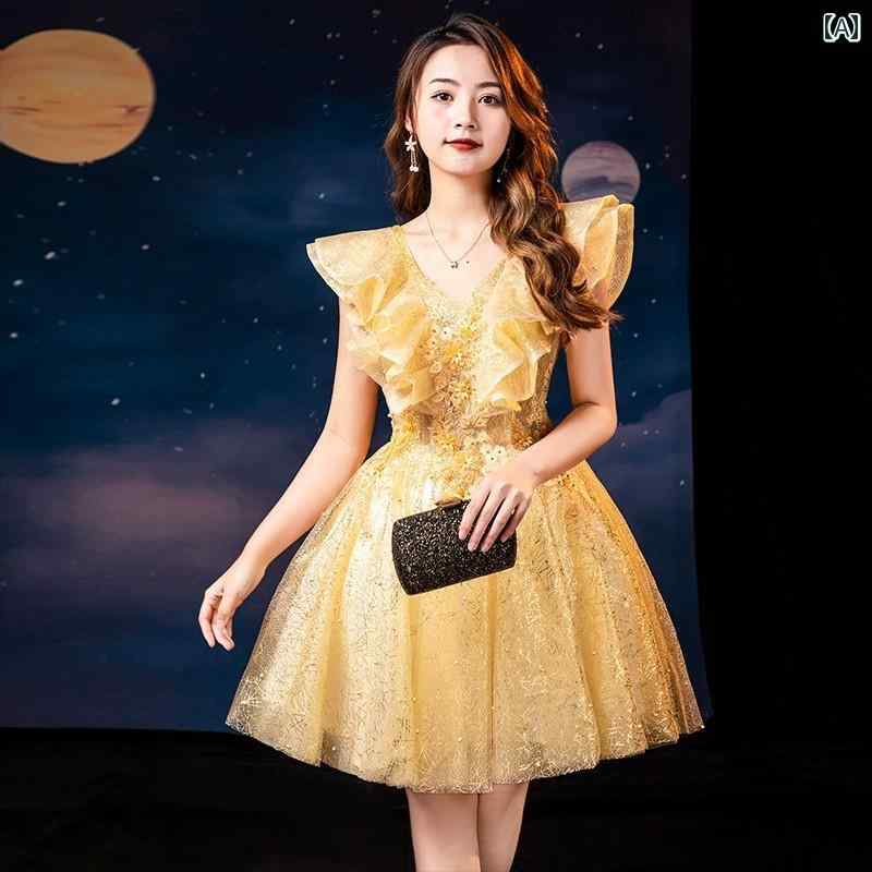 ドレス　パーティー　レディース パーティー 誕生日小 イブニングドレス プリンセス ドレス 軽量 高級 ハイエンド ホスト小 フェアリー 成人 式 パフォーマンス 衣装