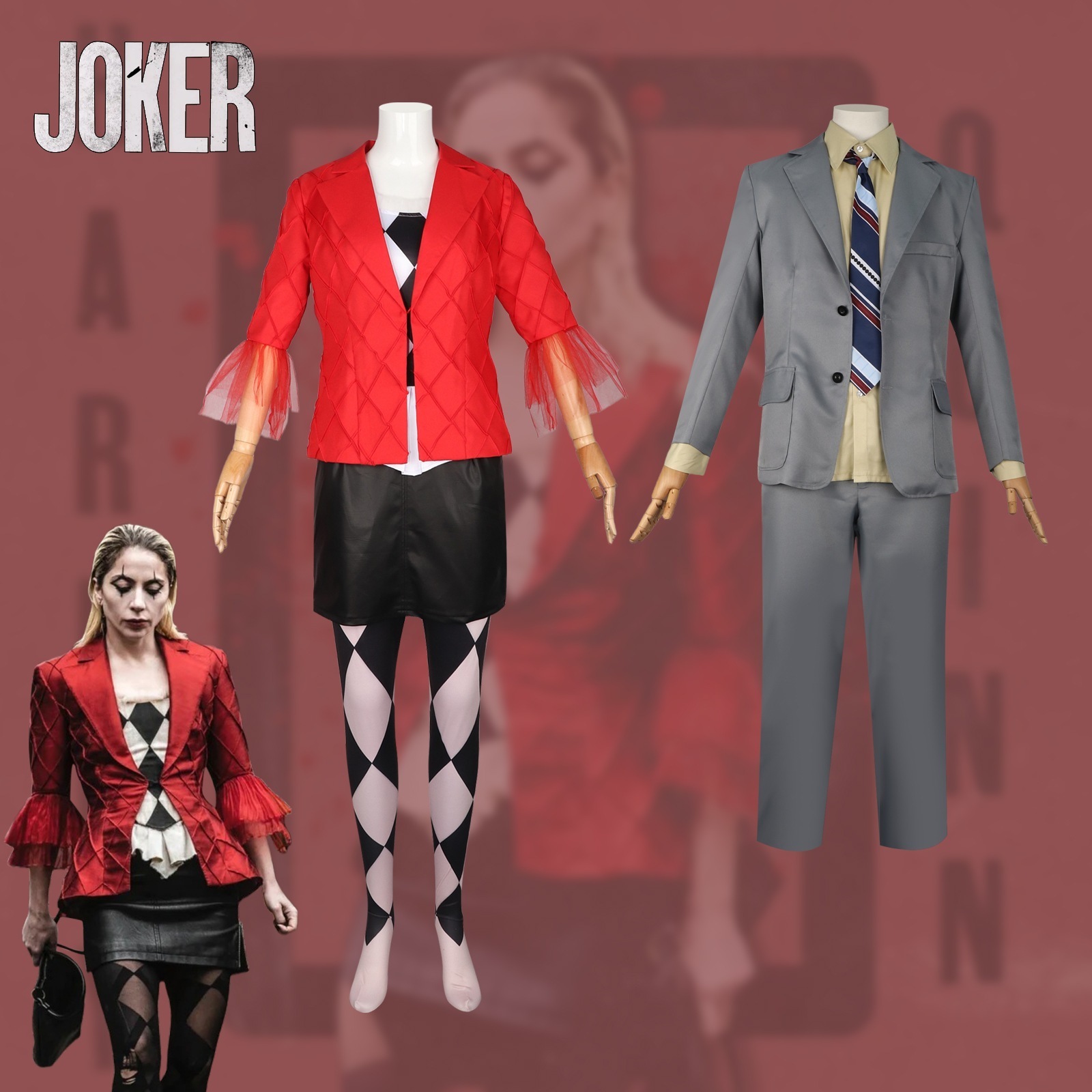 ニューディメンション Dcジョーカー ハーレークインコス ジョーカー2 レディーガガ版 コスプレ 女性ステージ衣装