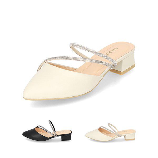 マッツ 女性 グリッター ストラップ ミュール 3.5cm LCWO07M313