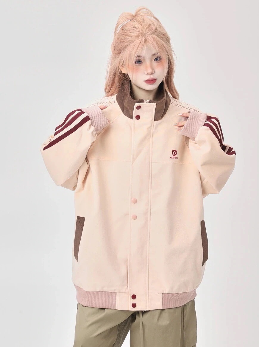 2025 春夏 韓国 かわいい レディース ハイネックスタンドネックアウターブルー ブラックブルゾンお出かけ長袖セクシーシルエットトップスサイド冬カジュアルファッション系サイズお出かけフル丈トラック