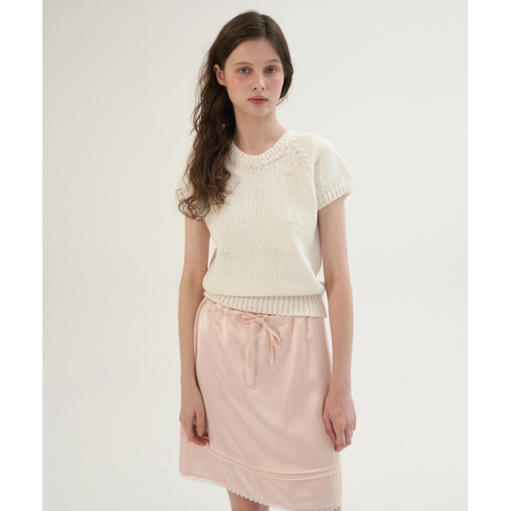 サムウェアバターコットンラグランハーフニット-アイボリー