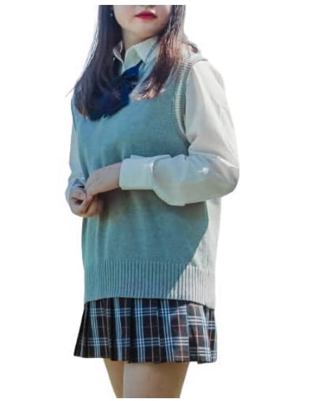 スクールベスト ベスト ニット セーター トップス 学生 服 制服 アウター 無地 羽織 女子 通学