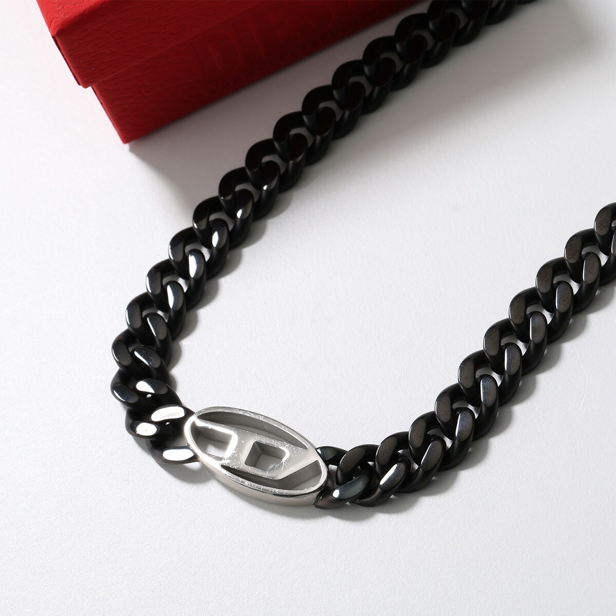 DIESEL ディーゼル ネックレス DX1610931 メンズ レディース オーバルD チェーン アクセサリー ブラック×シルバー