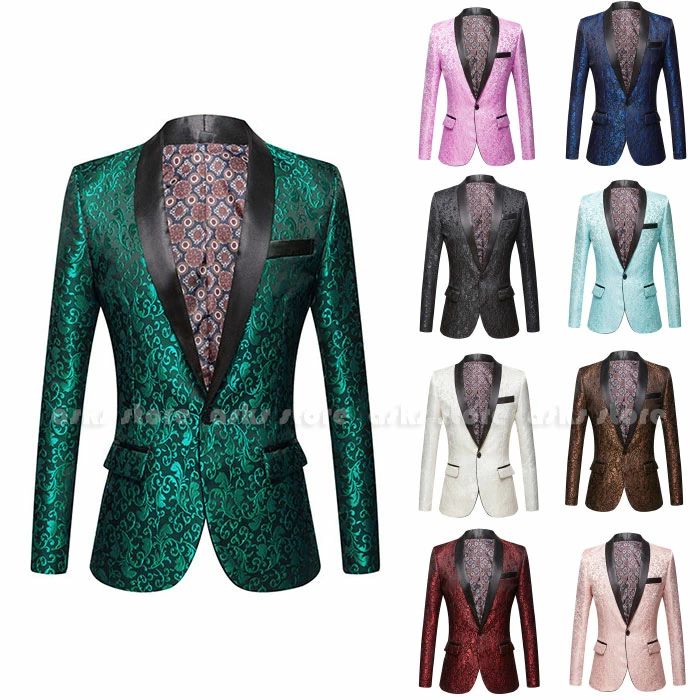 売れ メンズジャケット ステージ衣装 スーツコート ジャガード 全9色 花柄 テーラード ジャケット スーツ 紳士服 スリム ビジネス 礼服 合唱 コンサート 団体服 舞台衣装 演出服 結婚式 宴会 5,104円